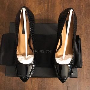 Rachel Zoe Snakeskin Logo Plate Platform Pump